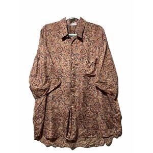 Vintage Silk Shirt Minar Janpath New Delhi  Multicolor Paisley 70s  Meas. 56"